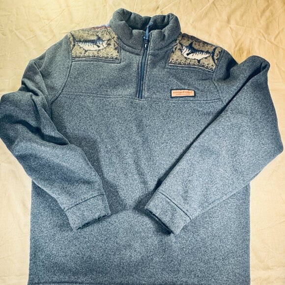 Vineyard Vines Fair Isle 1/4 Zip Fleece, Blue, Medium - Picture 1 of 6